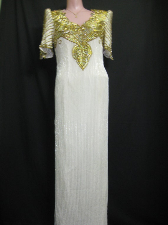 White/gold/silver gown # 785