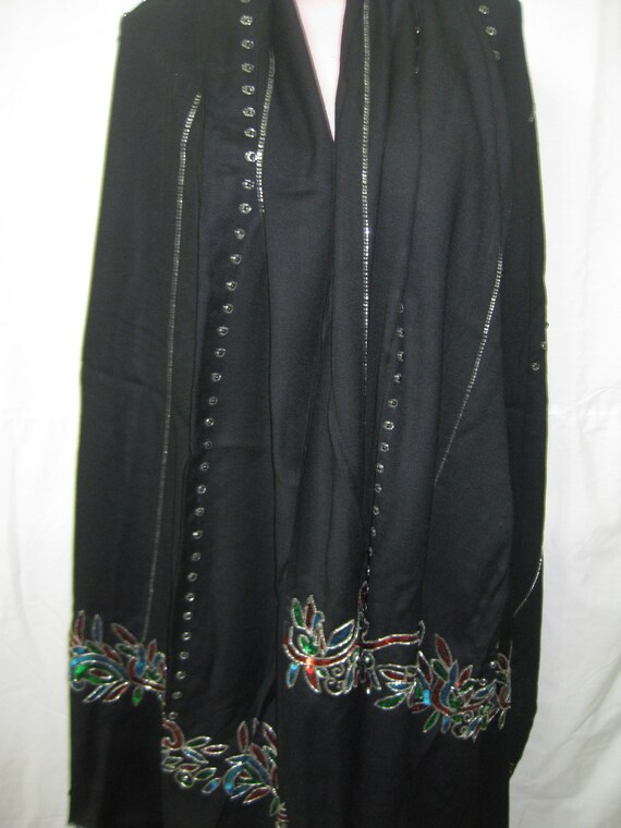 Black/multi sequins shawl - image 2