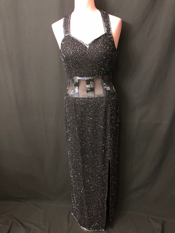 Black/iridescent long Gown#2001