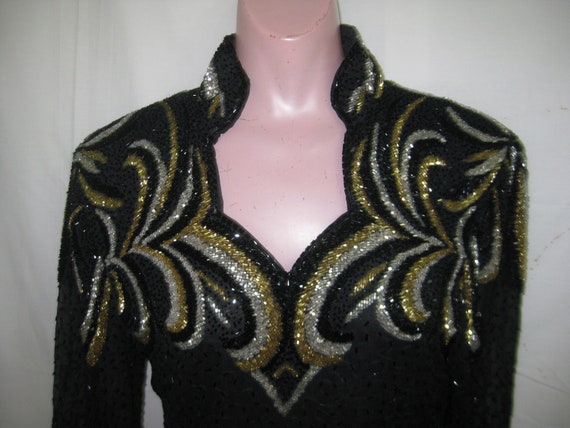 Black/gold/sil dress#34 - image 3
