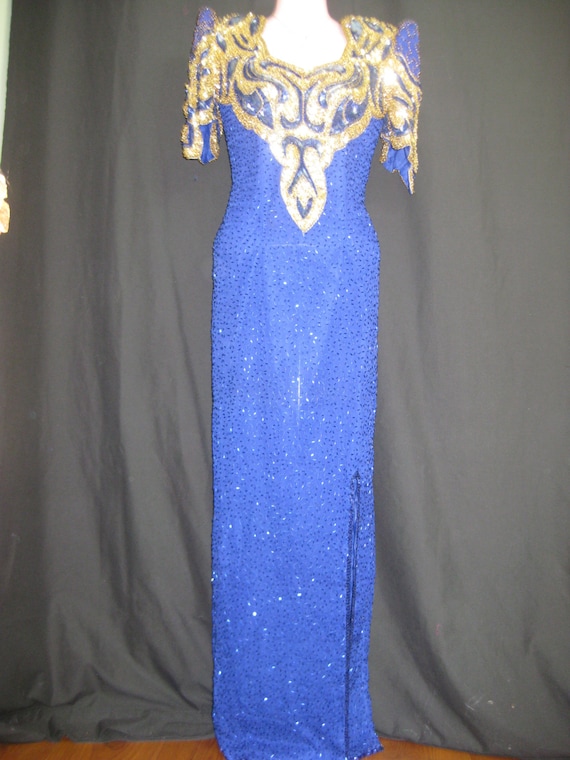 Blue and gold gown# 326