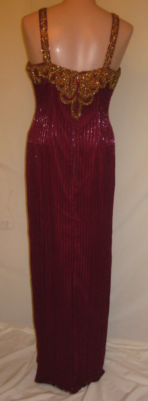 Wine gown with gold beading#863 - image 3