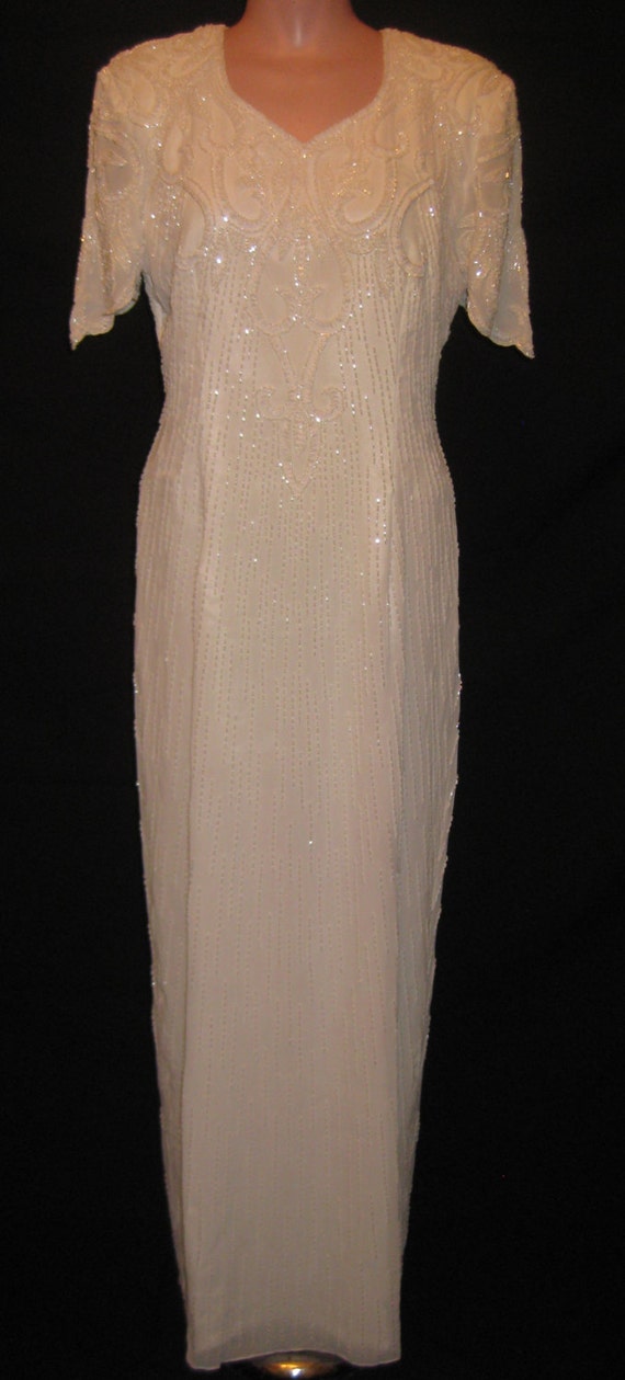 White beaded gown # 1548 - image 3