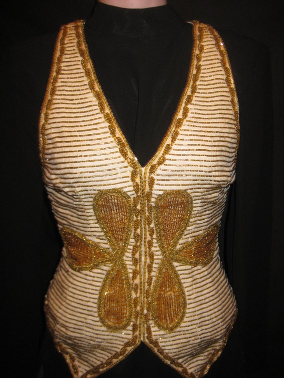 Ivory and gold vest #344 - image 2