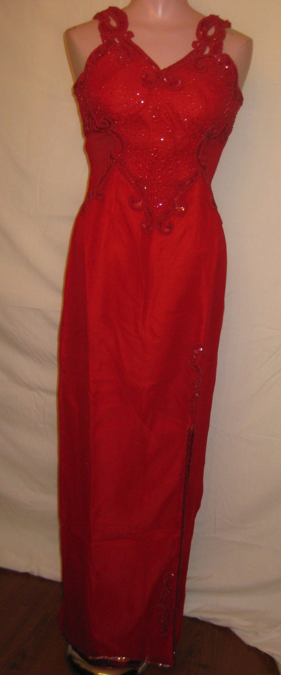 Red Gown with sheer sides - image 2