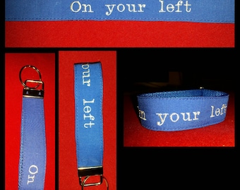 Captain America Falcon wristlet keychain "On your left" embroidered