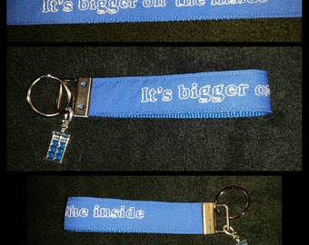 Dr Who inspired wristlet keychain "It's bigger on the inside"
