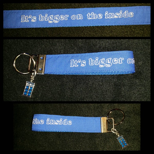 Dr Who inspired wristlet keychain "It's bigger on the inside"