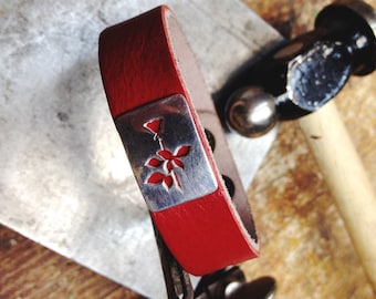 Depeche Mode Violator rose sterling silver & leather handmade bracelet,depeche mode cuff,enjoy the silence,dm violator rose cuff,music band