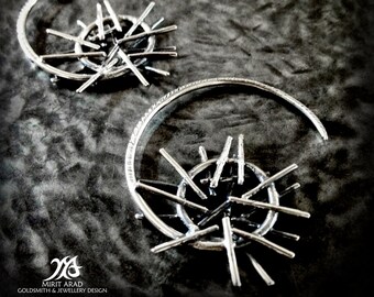 Depeche Mode earrings, hoop earrings, spiral earrings, gothic earrings, spikes earrings, rocker jewelry, rough earrings, Depeche Mode music