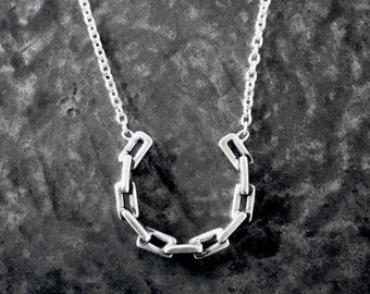 Depeche Mode Master and Servant handmade necklace, horseshoe pendant, chain pendant, 80s band, rectangular chain pendant, Some Great Reward