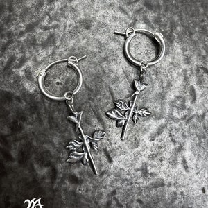 Depeche Mode earrings, roses earrings, hoop earrings, music lovers earrings, circle earrings, music earrings, Violator Enjoy The Silence
