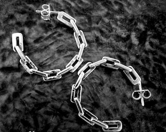 Depeche Mode Kunst, Meister und Diener Sterling Silber Ohrringe handgefertigt, einige große Belohnung, Kettenohrringe, Musikband, Rockerohrringe