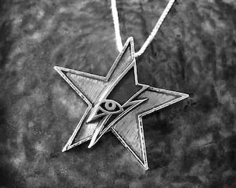 David Bowie pendant, eye pendant, star pendant, bolt sign pendant, music icon pendant, rock music gift, rock music fan, Stardust pendant