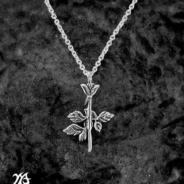 Depeche Mode 2CM kleiner Sterling Silber Violator Rose handgeschnitzter Anhänger, romantischer Blumenanhänger, genießen Sie die Stille, 80er Jahre Musikband Schmuck