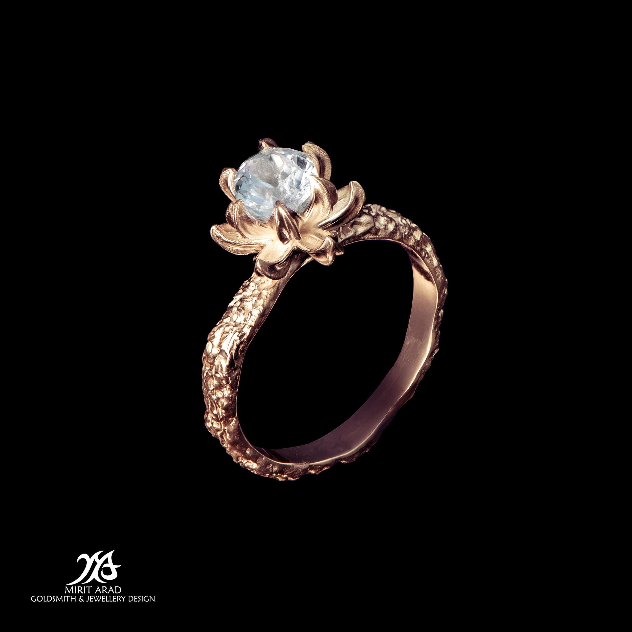 14K rose gold lab-grown diamond ring, Anise engagement ring, nature design ring, romantic ring, delicate flower ring, 0.75ct diamond ring
