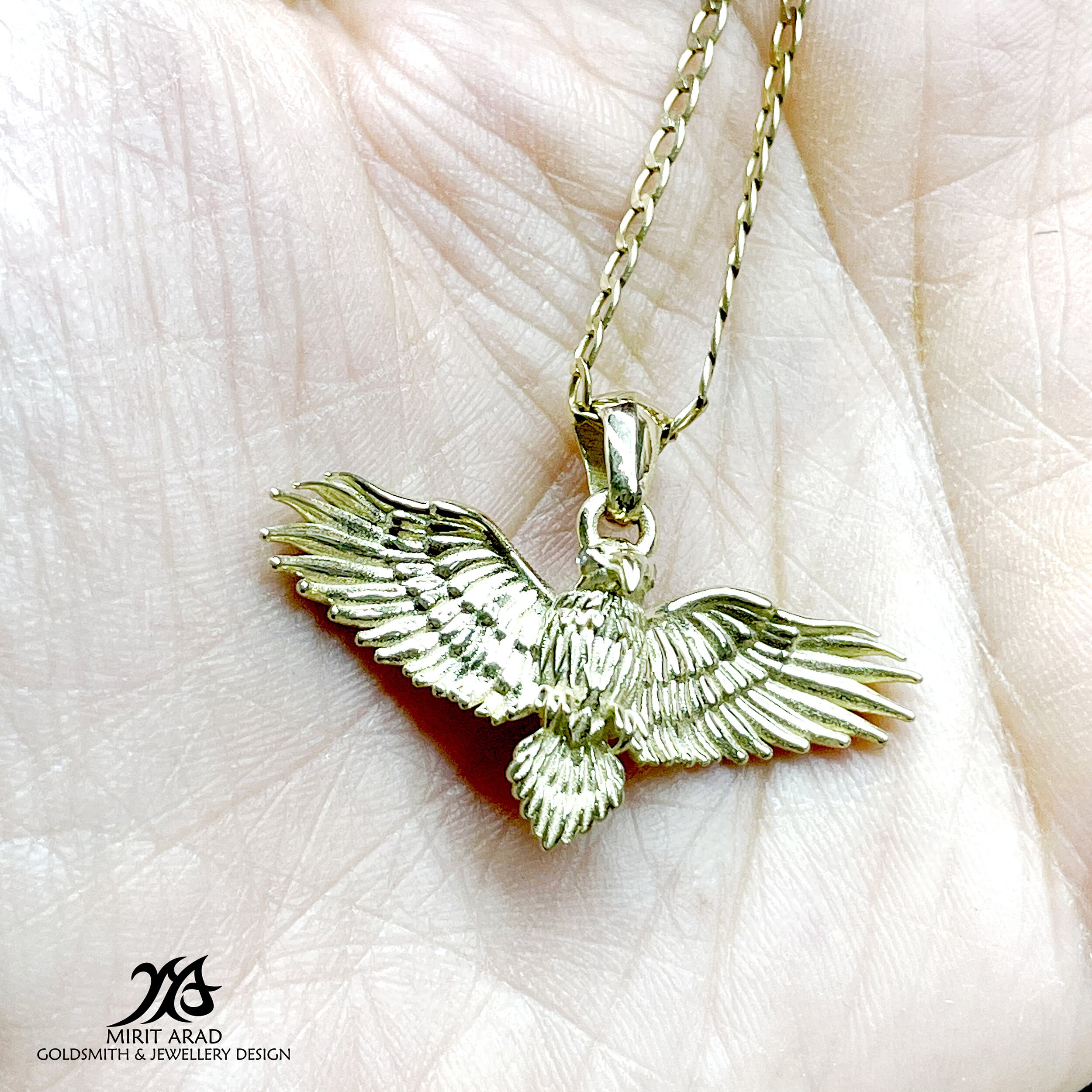 Seeadler Falke Fliegender Vogel Tier Charm Anhänger Echt 375 9ct