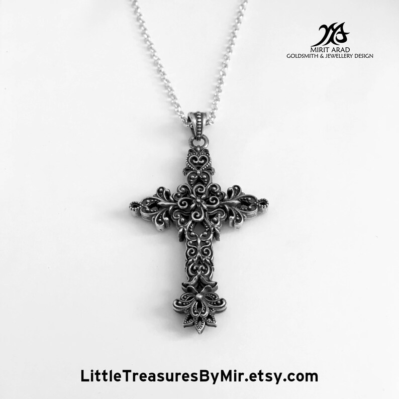 Victorian Cross Pendant Filigree Cross Religious Pendant Etsy