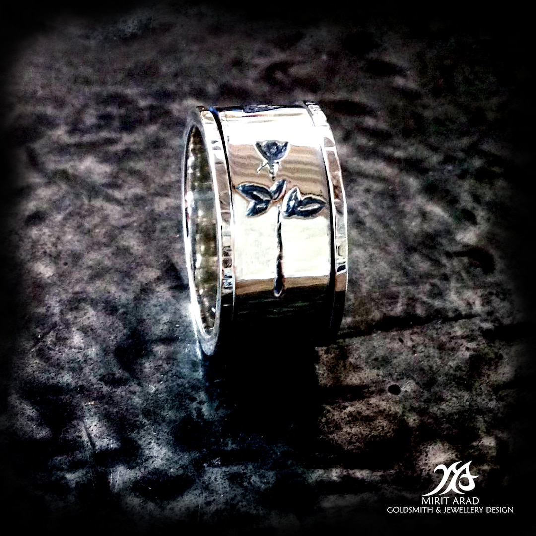 Depeche Mode Ring, Wide Icons Spinner Ring, Rose Ring, Rockstar Jewelry ...