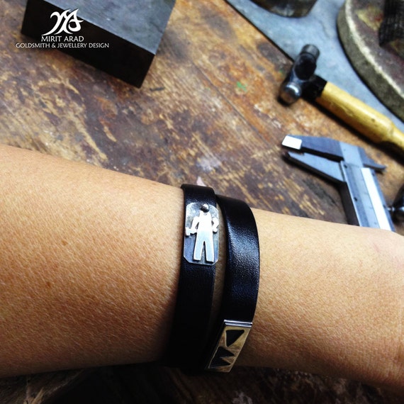 Depeche Mode art, wrapped leather cuff, rock bracelet, rocker cuff