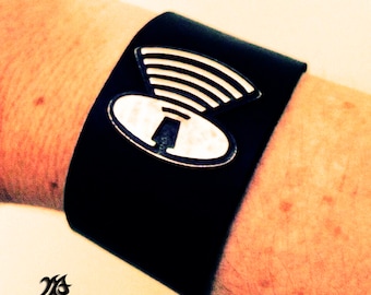 Depeche Mode Music For The Masses sterling silver & leather handmade brachelet,dm jewelry,depeche mode cuff,leather cuff,leather bracelet,dm