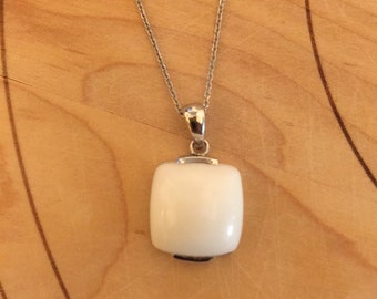 Chalcedony Necklace. White. Sterling Silver Necklace.