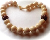 Oxen Bead Necklace. Wood Ojime Accent. Oxen Clasp.