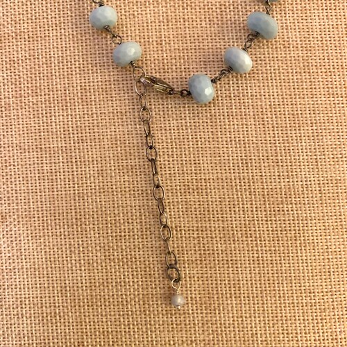 BLUE shops LACE AGATE Necklace Set. Sterling Silver. Matching earrings.