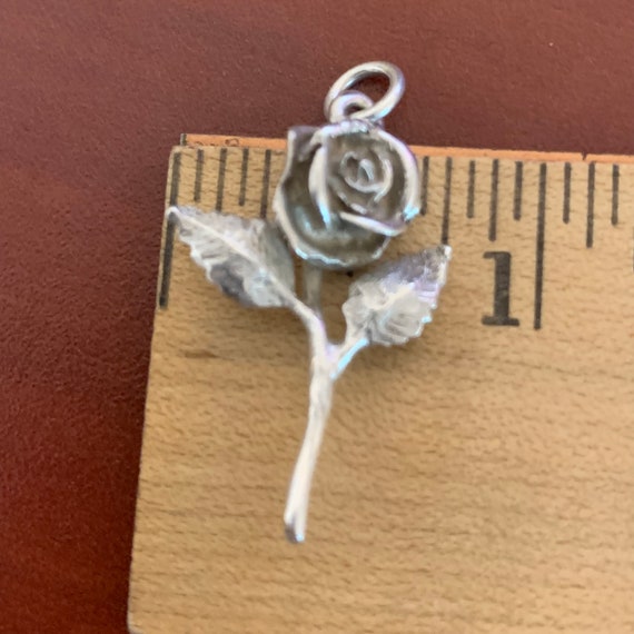 Rose Charm Pendant ONLY. Sterling Silver. Vintage - image 8