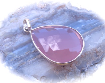 Pink Onyx Pendant ONLY. Sterling Silver.