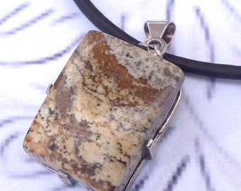 Picture Jasper Pendant ONLY. Sterling Silver.