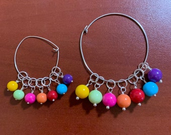 Bead Charm Glass 6mm and 8mm Round charms with sterling silver jump rings.