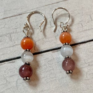 Cats Eye Earrings. Sterling Silver. Multi color.