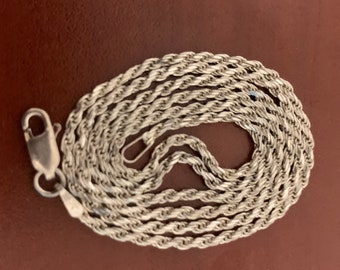 Rope Chain Sterling Silver 1.3mm. Lobster Clasp closure.