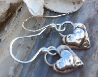 Heart Earrings. Sterling Silver.