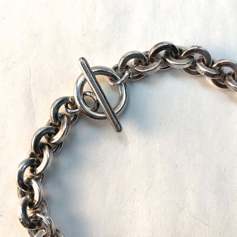 Mens Solid Link Bracelet Toggle Clasp.