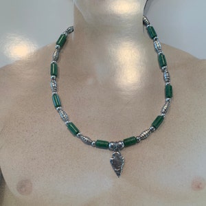 Jade Necklace. Arrowhead Sterling Silver. image 1