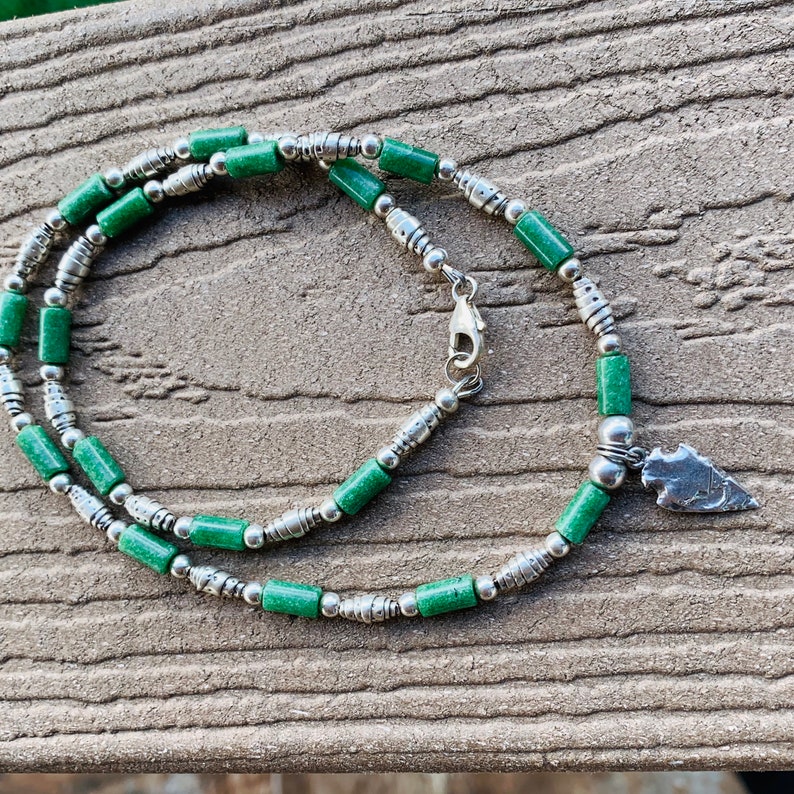 Jade Necklace. Arrowhead Sterling Silver. image 3