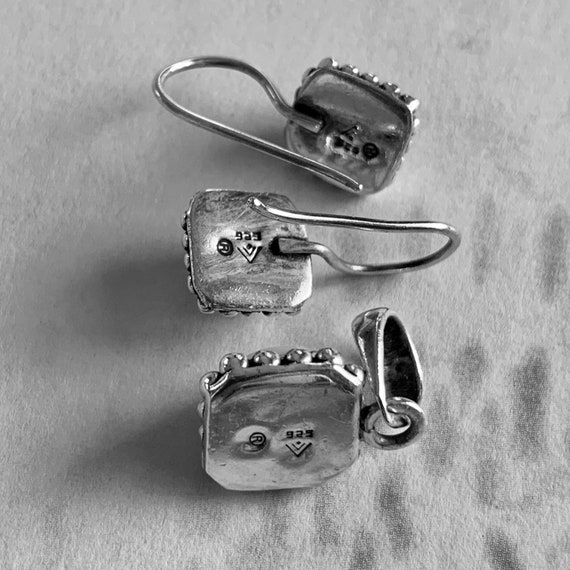 Silpada Button Frame Square Pearl Pendant and Ear… - image 2