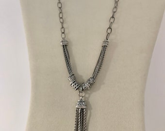 Silpada Tassel Necklace. Gathered Tassle. Sterling Silver.