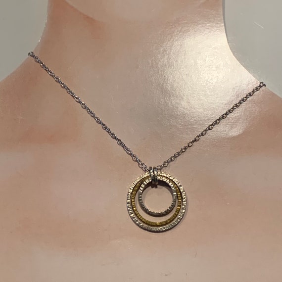 Silpada Triple Circle Silver and Brass Necklace.