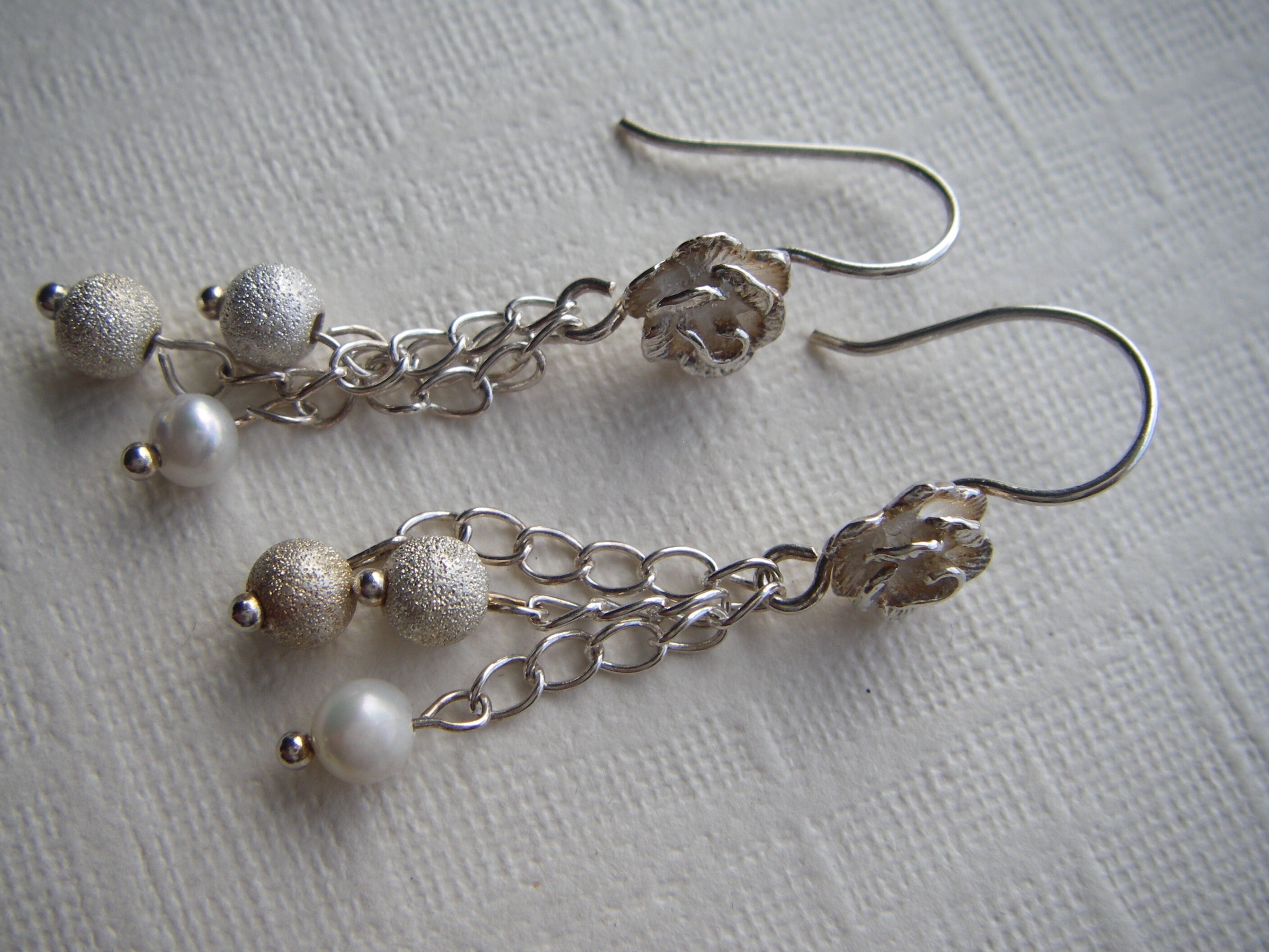 Rose Pearl Earrings. Sterling Silver. - Etsy