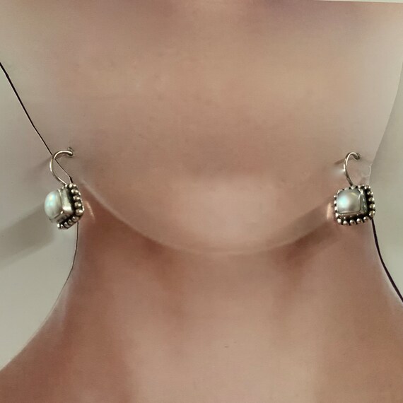 Silpada Button Frame Square Pearl Pendant and Ear… - image 4