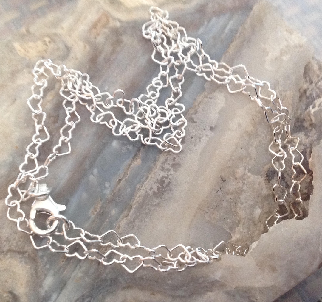 Heart Link Necklace. Sterling Silver. Lobster Clasp. - Etsy