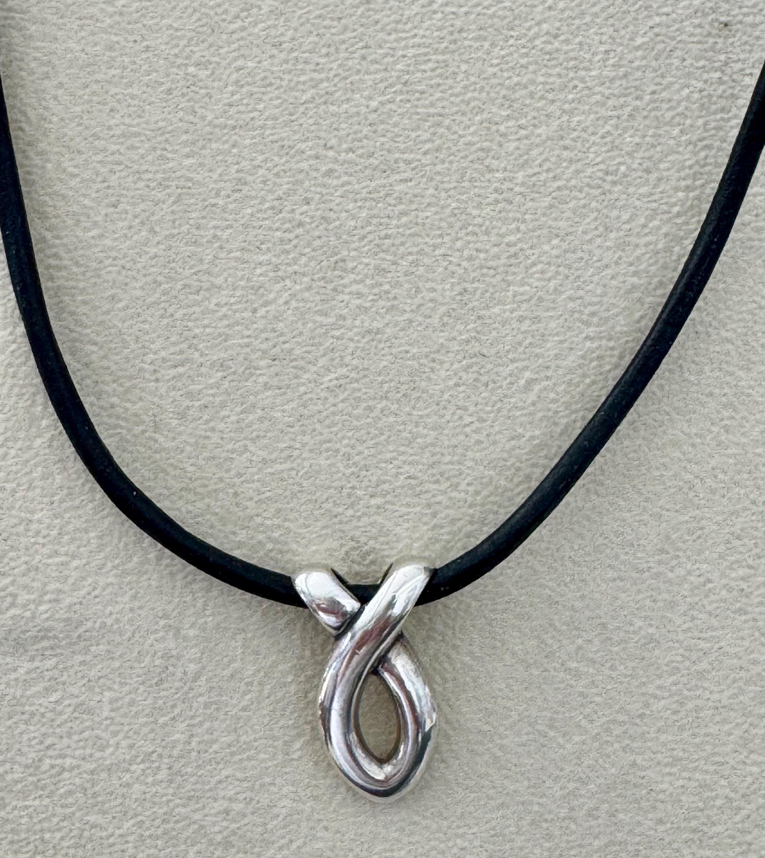 James Avery Ichthus Fish Pendant on Black Leather Cord-19