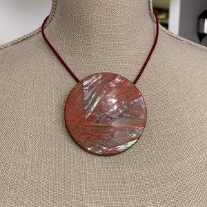 Shell Pendant on Leather Cord. Choker.