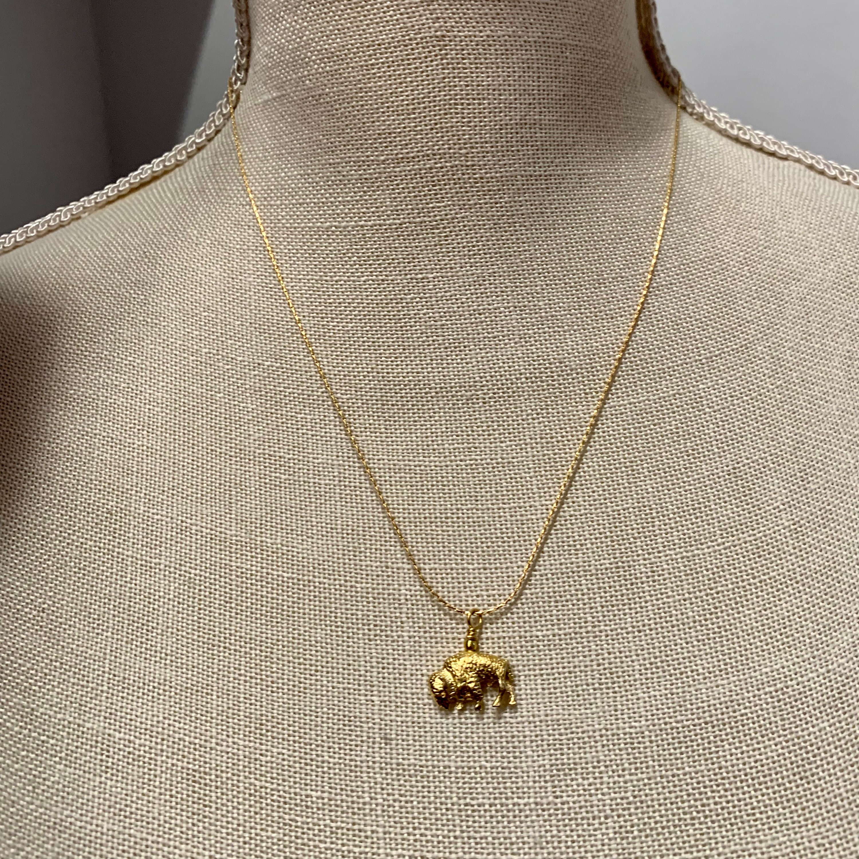 Buffalo Necklace. Gold Plated Buffalo 
