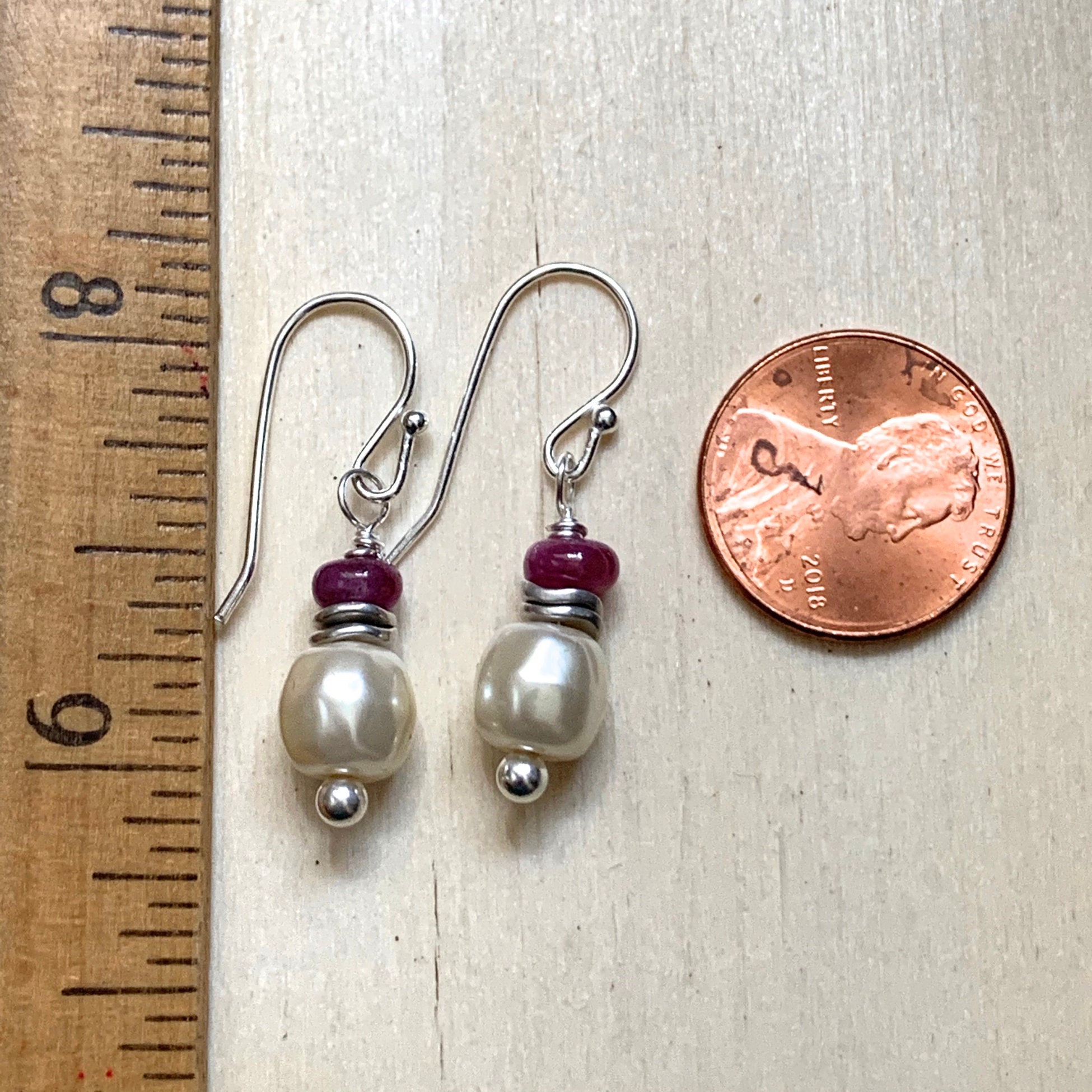 Boucles D'Oreilles Argent Avec Perle De Culture Et Tourmaline Rose - Marque Rosemimosa