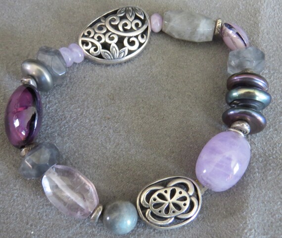 Silpada Canyon Amethyst Feldspar Pearl Quartzite and Glass. Stertling Silver. Etsy Australia