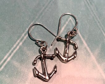 Anchor Earrings. Sterling Silver.